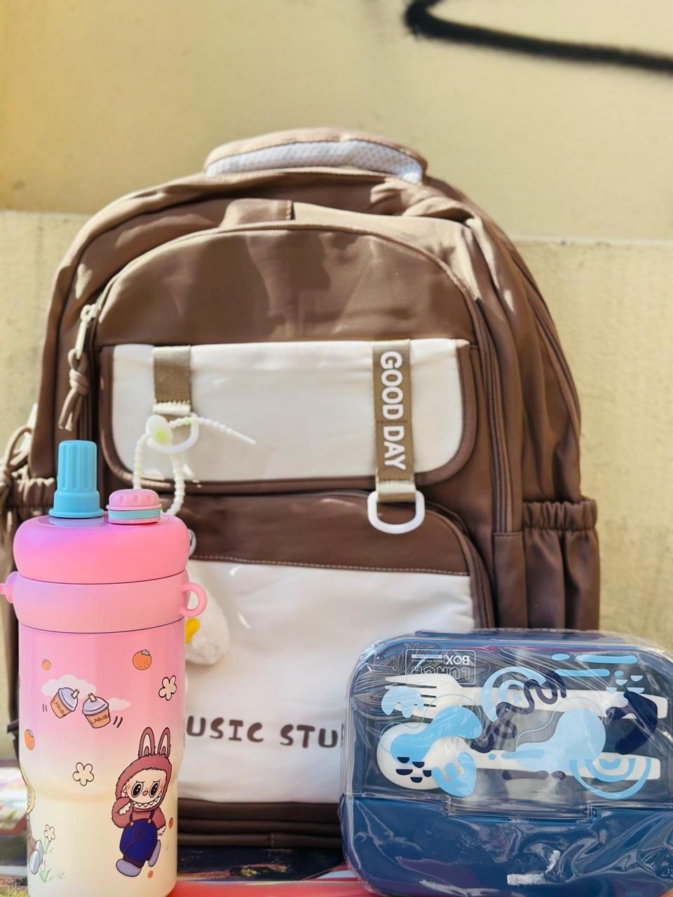 Cute Kids Backpack Set – School Bag with Bottle and Lunch Box
