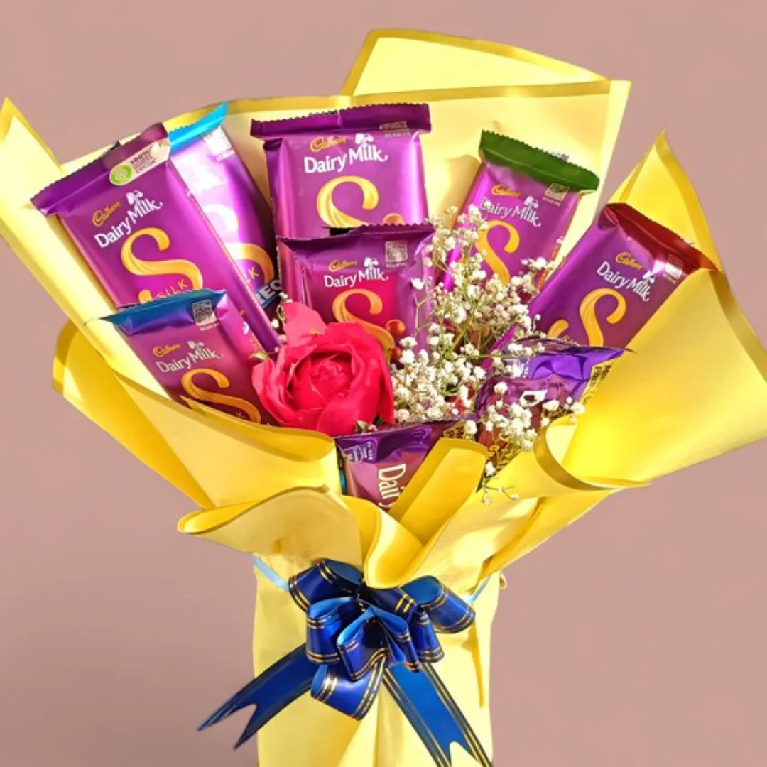 Dairy Milk Chocolates with Single Rose Elegance | Romantic Gift Set
