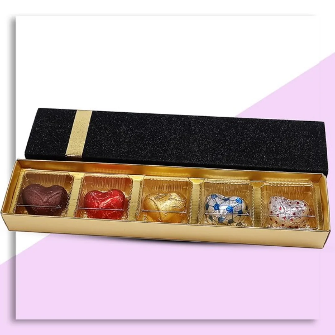 uxe Delights: Small Rectangular Gourmet Chocolates Box (5 Pcs)