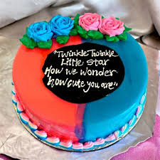 Baby Bliss Delight: Pink and Blue Shower Cake (2 pounds)