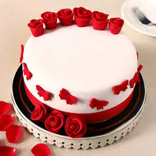 Elegant Lovey Dobey Red Rose Designer Cake (2 Pounds)