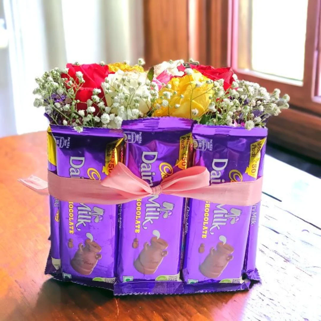 Cadbury Dairy Milk & Mixed Roses Chocolate Bouquet - Perfect Gif