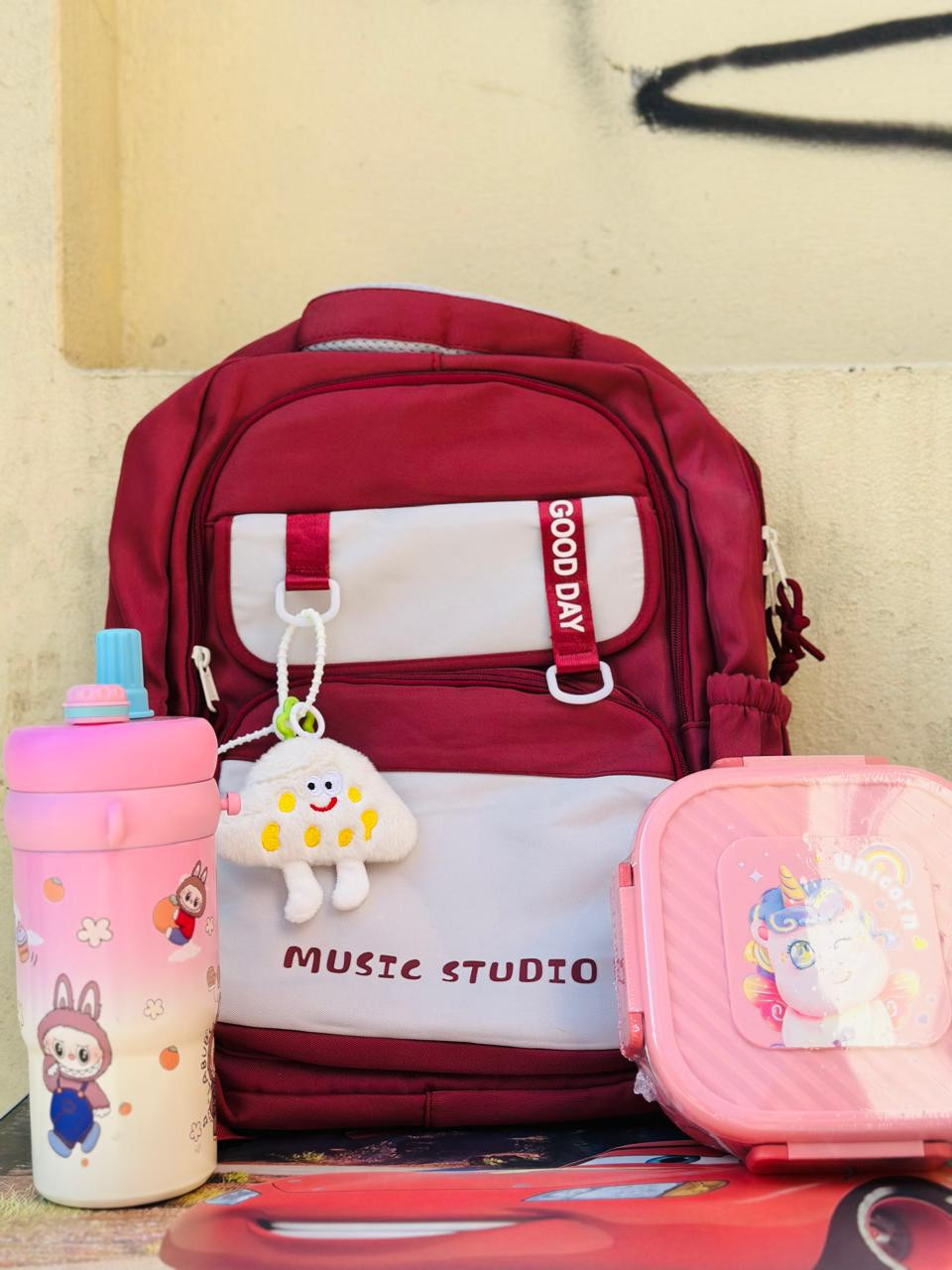 Cute Kids Backpack Set – School Bag with Bottle and Lunch Box
