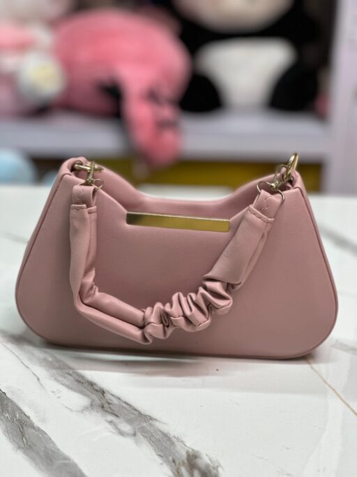 SoftGlam Handle Bag – Elegant Ruched Mini Handbag by Dollmandu