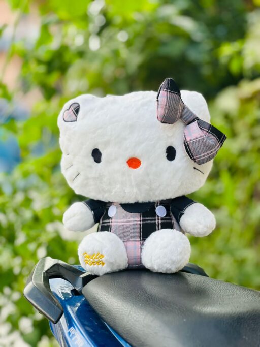 KT Cat Plush Toy – Cute Soothing Doll with Plaid Skirt | Ideal Baby & Birthday Gift